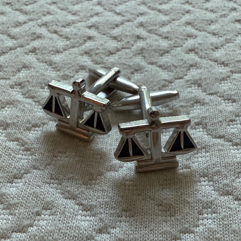 Silver and Black Scales of Justice Cufflinks